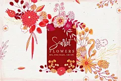 线稿女装化妆品线性手绘插花装饰包装PNG免抠AI设计素材  (1)