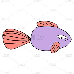 彩色海鱼手绘。孤立在白色背景上。儿童插画、贴纸、时装设计