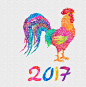 创意2017鸡年新年春节海报背景贺卡片喷印psd设计图案图片素材集分层免抠字体公鸡设计素材手绘水彩
