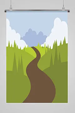 清新绿色户外山路风景