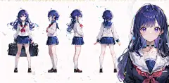 二次元人物设定 少女头像 卡通动漫人物插画临摹素材 ai绘画 游戏概念设计-淘宝网