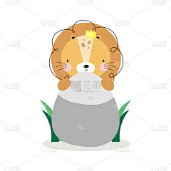 可爱的狮子和石头。卡通风格。向量插图在白色背景。儿童用品，卡片，海报，横幅，儿童书籍和印刷衣服，t恤