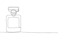 一笔画 | 图源免费EPS文件 |香水单线连续画。香水线条艺术，孤立于透明背景上。手绘矢量艺术。