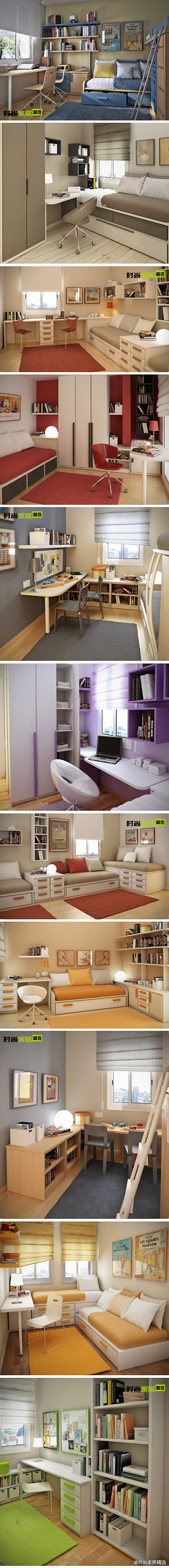 ◆温馨卧室◆ 小书房的各种设计，供参考~...