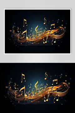 AI数字艺术音乐乐符乐谱元素插画
