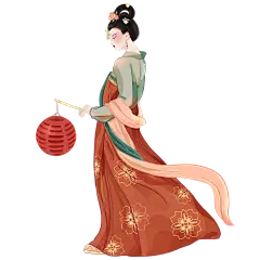 花瓣素材_中国风-国潮古风女性人物插画5_48175122
