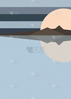 几何景观剪影生成艺术海报插画