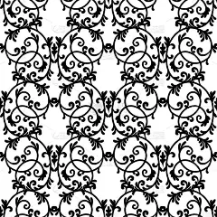 蕾丝优雅的复古模式-黑色线条艺术上的白色背景，手绘矢量插图