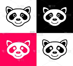 浣熊,符号,扁平化设计,简单,可爱的,野生动物,哺乳纲,动物,品牌名称,布置