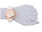 Glam Rock 40mm Rose Gold Plated Chronograph Flower Applique Dial Watch with  Silver Saffiano Leather Strap