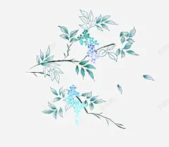 蓝色植物花朵图案 创意素材