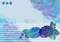 Japanese pattern hand-written hydrangea Japanese b