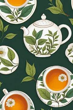 清新手绘谷雨时节浓酽茶叶插画