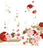 「フリー素材52　桜と牡丹に流水」/「模様田＠更新終了」の漫画 [pixiv]