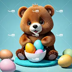 Ai产生的 熊 蛋 泰迪熊 动物 复活节 3D 渲染