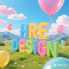jimeng-2025-06-06-7438-3D立体的“HRE DESIGN”文字，每个字母由彩色的积木或方块组成，颜色包括