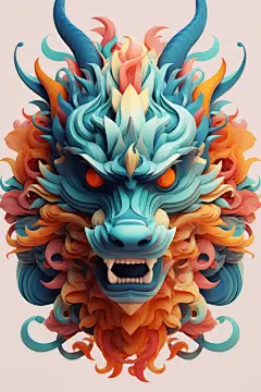 龙年龙头中国龙十二生肖动物插画元素