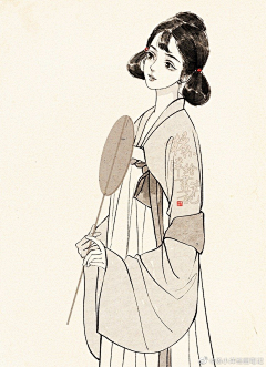 岁暮未晚采集到插画-古风女（线稿）