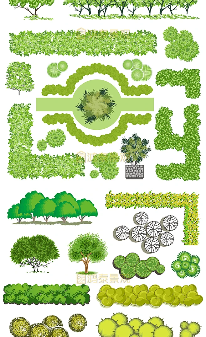 竞赛景观小清新彩平植物psd平面素材住宅小区庭院花园彩平ps植物-淘宝网-花瓣网