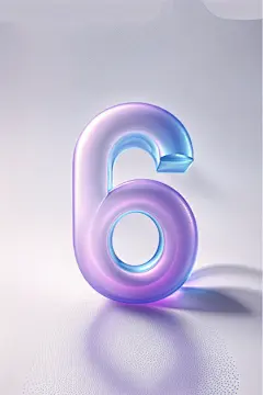 紫色磨砂玻璃材质数字6模型图片