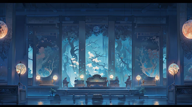 AI古风宫殿场景素材 室内场景建筑设计参考 影视游戏概念背景插画-淘宝网-花瓣网
