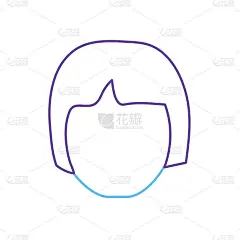 线条头像女性头部与发型设计