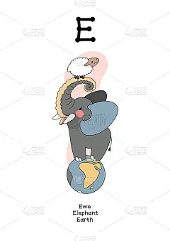 矢量scandi英语字母表。有趣的动物