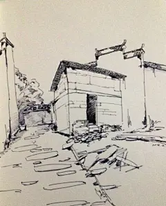 江西婺源写生 民居速写 老屋