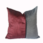 现代软装样板间轻奢深红色拼接深灰色抱枕新中式家具沙发抱枕靠垫-淘宝网