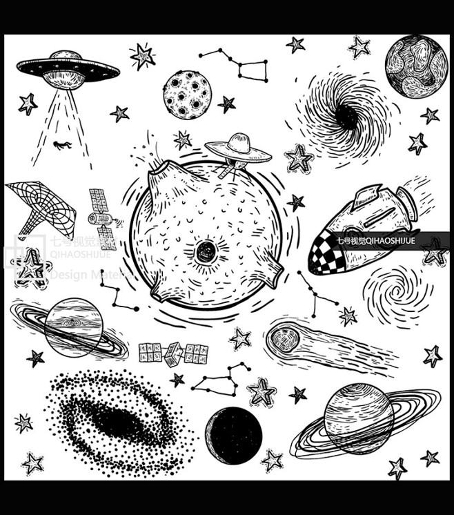 创意可爱卡通手绘太空地球星球宇宙宇航员装...