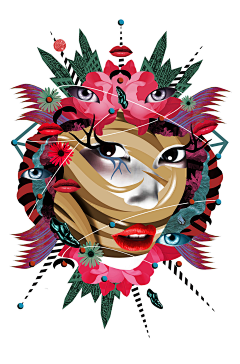 扎两个小辫的小泥采集到插画