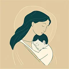 Vector minimalist vector illustration mother hugging her baby son