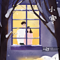 小寒,窗户,雪,插画,冬天正版图片素材