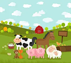 快乐农场动物载体插图图片-商业图片-正版原创图片下载购买-Veer图库