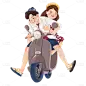 手绘-漫画情侣元素