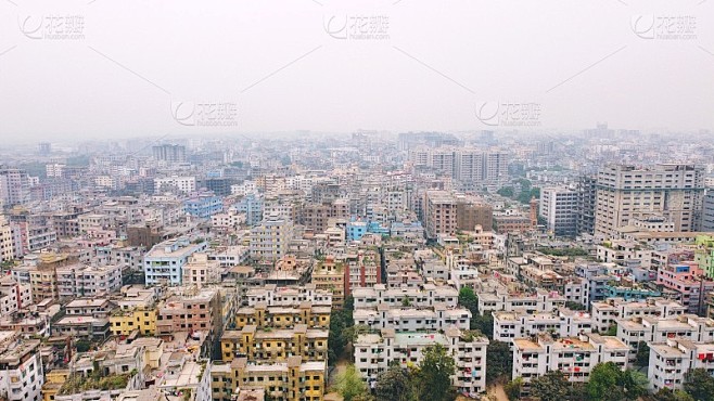 达卡城市鸟瞰图。