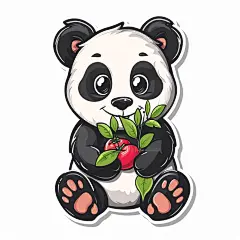 可爱扁平风熊猫元素素材