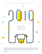 创意2019新年猪年彩色简约时尚海报