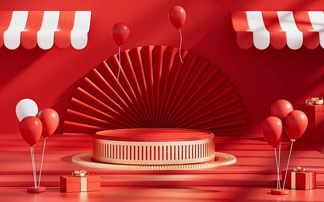 3D中国风产品展示台创意图图片素材