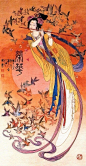 浙江宁波画家华山川（1930—2004）的《轻舞霓裳》仙女工笔画 ​​​​