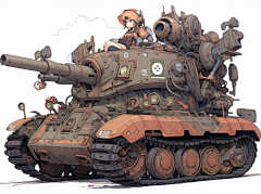 瀑布海采集到坦克，坦克插画