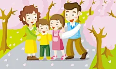 卡通家庭插画矢量素材，素材格式：AI，素材关键词：孩子,父亲,母亲,儿童,家庭,矢量人物
