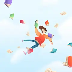 世界图书馆日创意概念阅读插画
