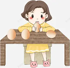 一个女孩立鸡蛋 创意素材