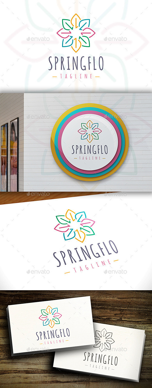 春天的花朵标志——矢量抽象Spring Flower Logo - Vector Abstract商业、慈善、聊天、服装、公司连接,连接,企业 ...