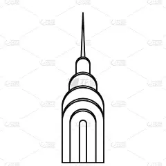 高层摩天楼建筑简约轮廓风格。