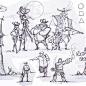 Compilation of out of my head sketchones. #doodles #sketchbook #heavymetal #cowboys #oldwest #gunslingers #goro #tower #drawingexercise #gestures #lineup #animation #characterdesign