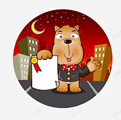 夜空中的小熊拿着奖状图标高清素材 月亮 页面网页 平面电商 创意素材 png素材