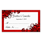 Red and White Floral Wedding Table Place Cards Double-Sided Standard Business Cards (Pack Of 100)