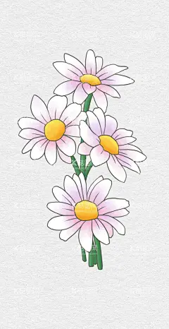 手绘小雏菊花束  - 源文件下载【酷图网】手绘花朵,花束,花朵插画,小雏菊,卡通花,花卉,手绘花束